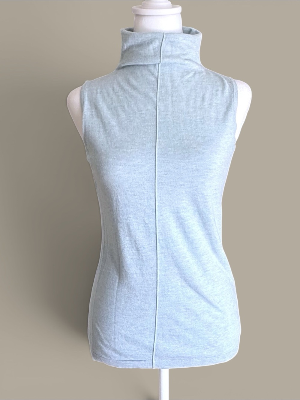Forte Cashmere Silk Sleeveless Turtleneck Top Small Light Blue Knit SZ S